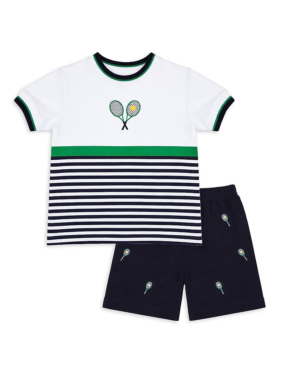 Little Boy's & Boy's Cotton Tennis Shirt & Shorts Set - Navy - Size 7