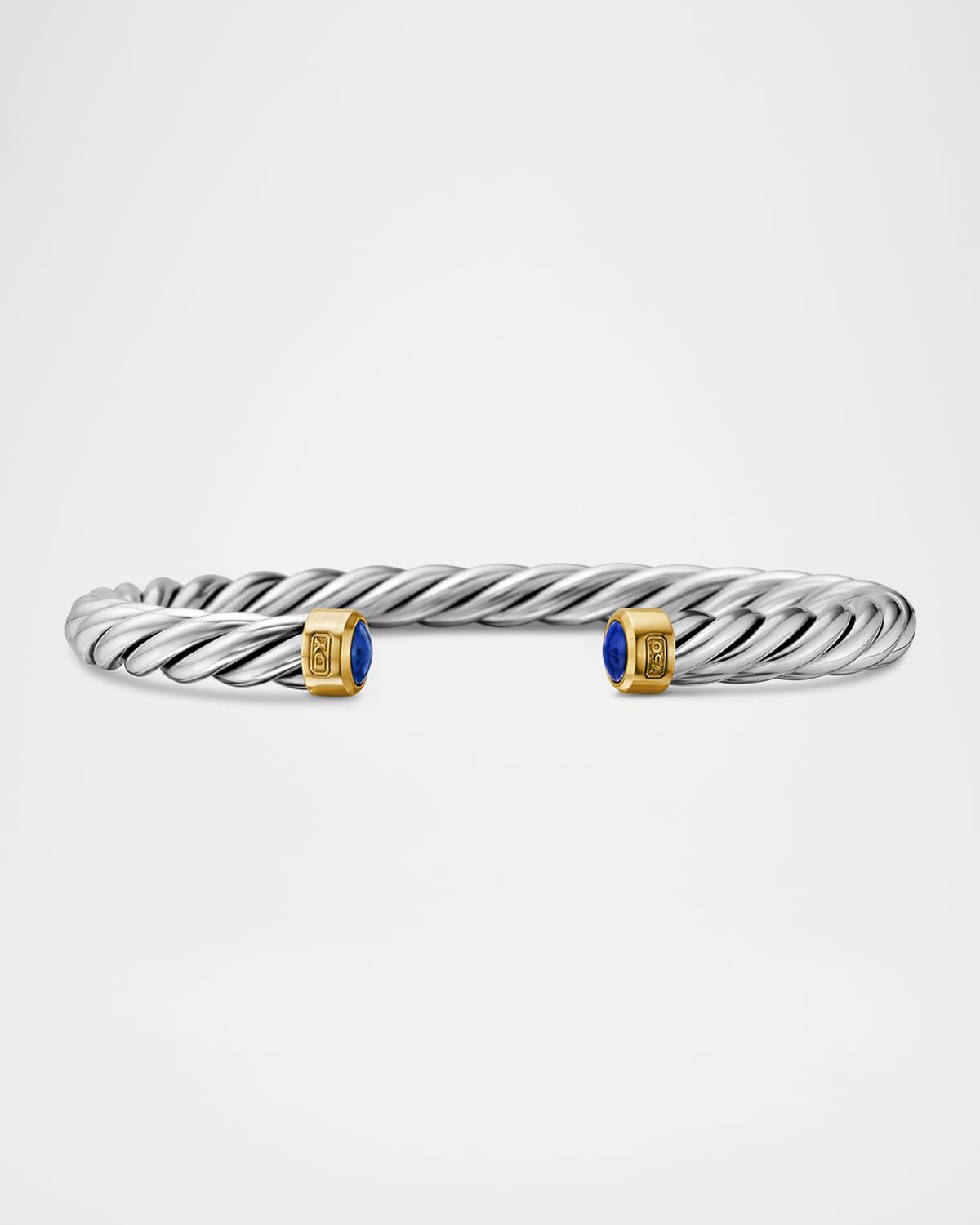 6mm Men & apos;s Cable Cuff Bracelet in Silver