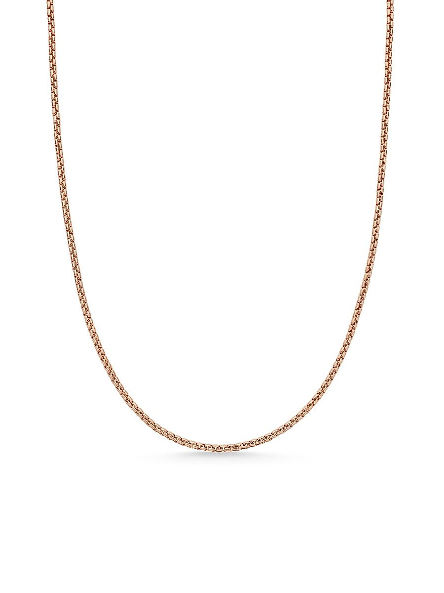 Men's Box Chain Necklace in 18K Rose Gold, 1.7mm - Gold - Size 24