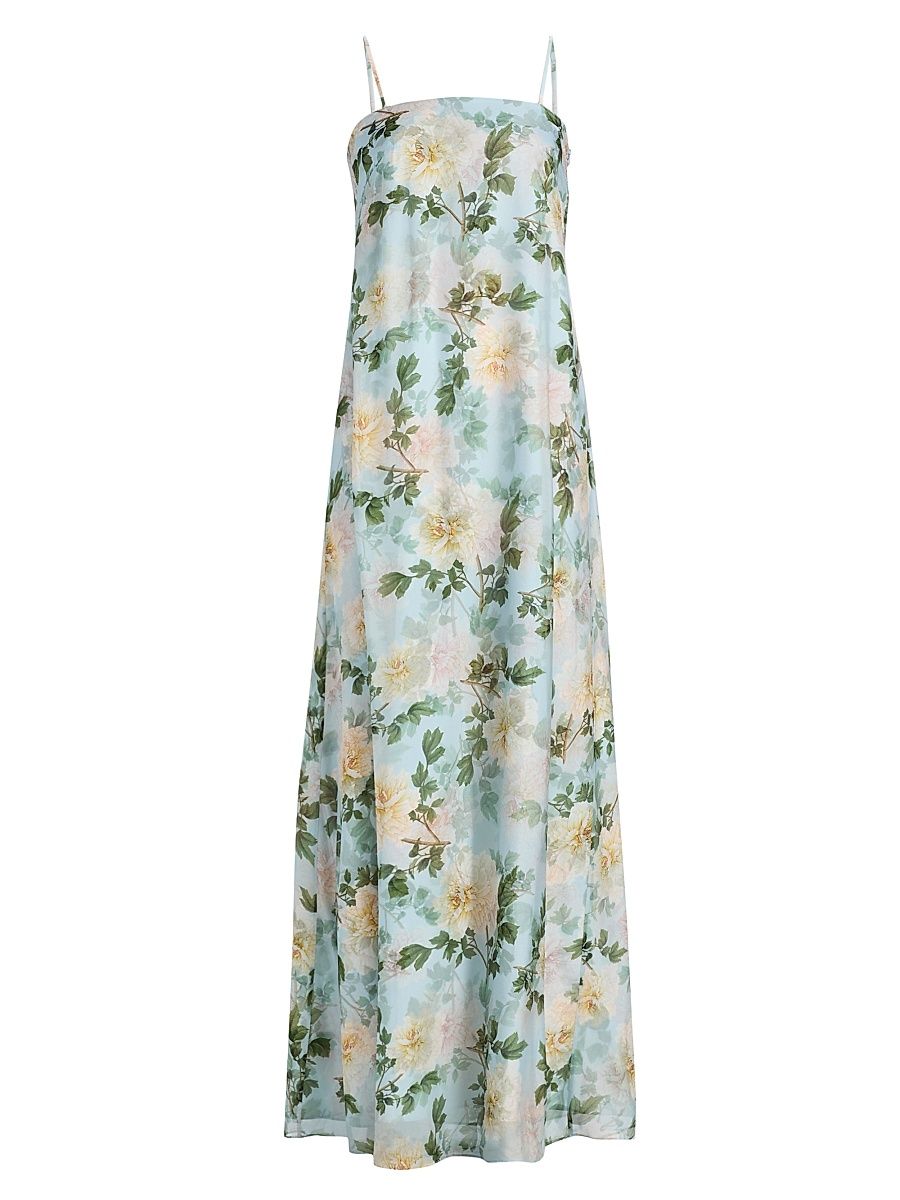 Women's Shelby Floral Chiffon Slip Gown - Cloud Blue Peony - Size Large