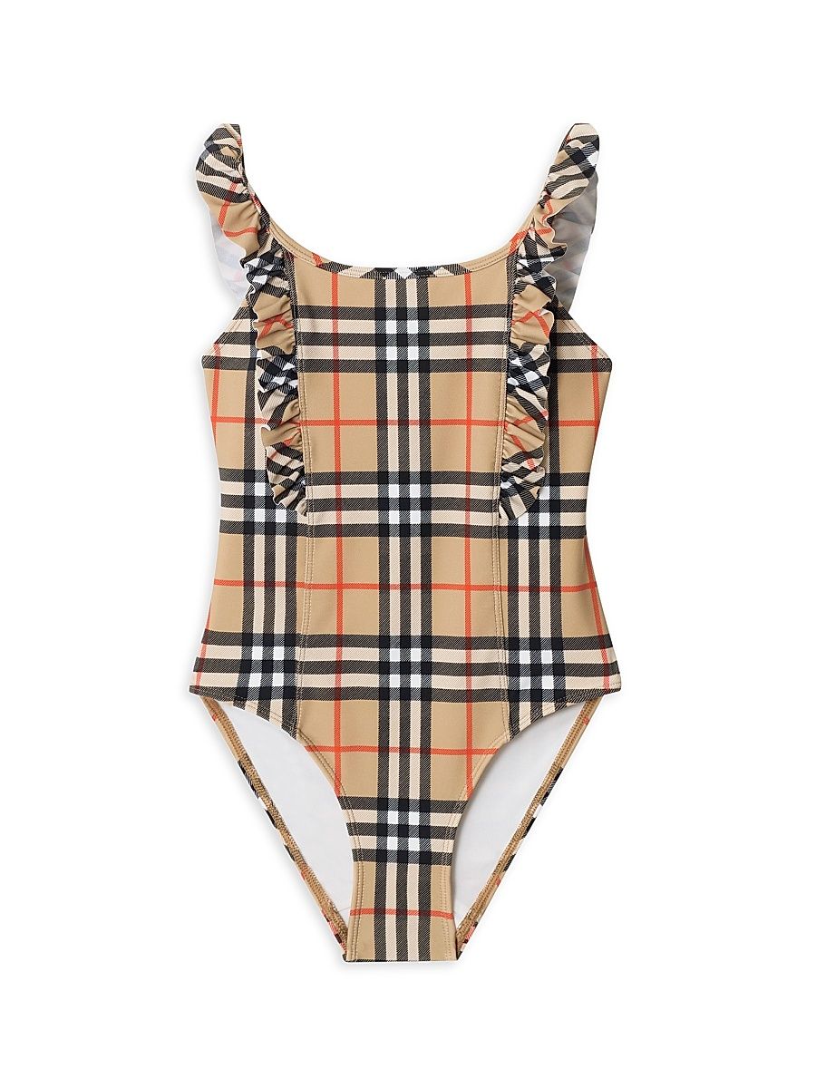 Baby Girl's,Little Girl's & Girl's Tilly Check One-Piece Swimsuit - Sand - Size 6 Months