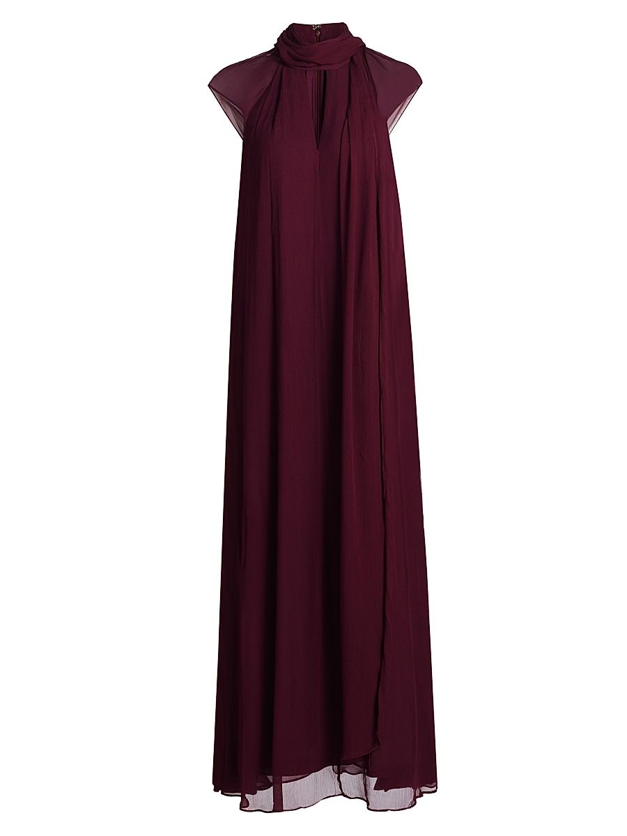 Women's Camilla Crinkle Chiffon Maxi Dress - Syrah - Size Small