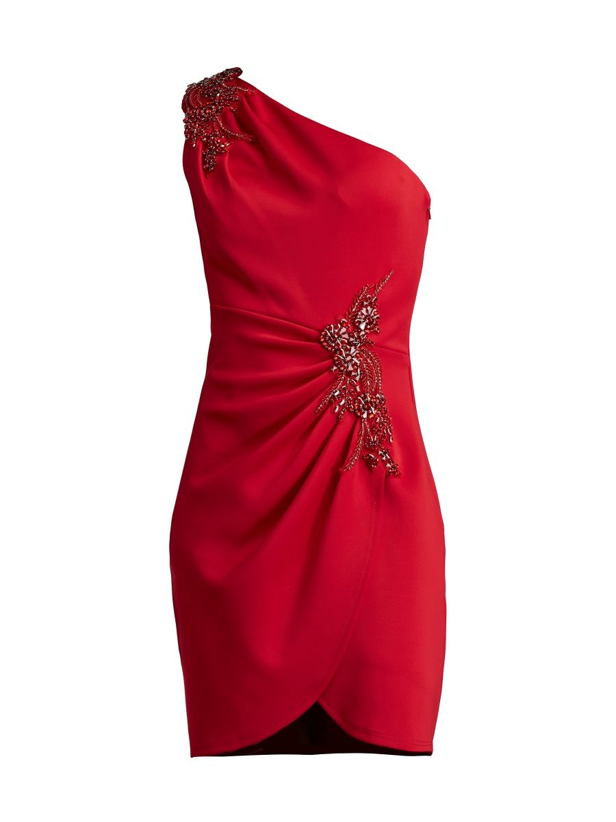 Sho by Tadashi Shoji Women's One-Shoulder Neoprene Minidress - Rouge - Size Small
