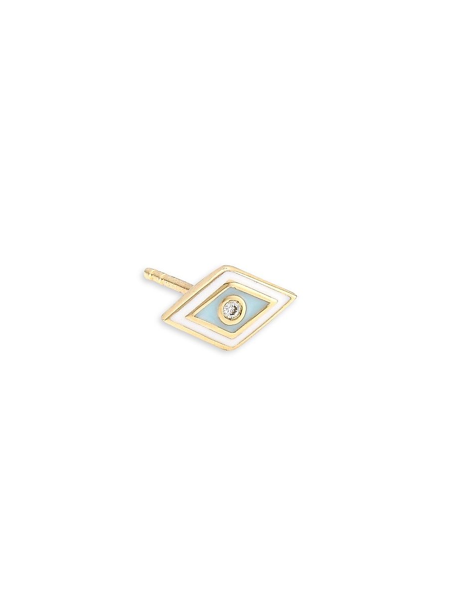 Women's Tiny Enamel Multi Evil Eye 14K Yellow Gold & Diamond Stud - Yellow Gold