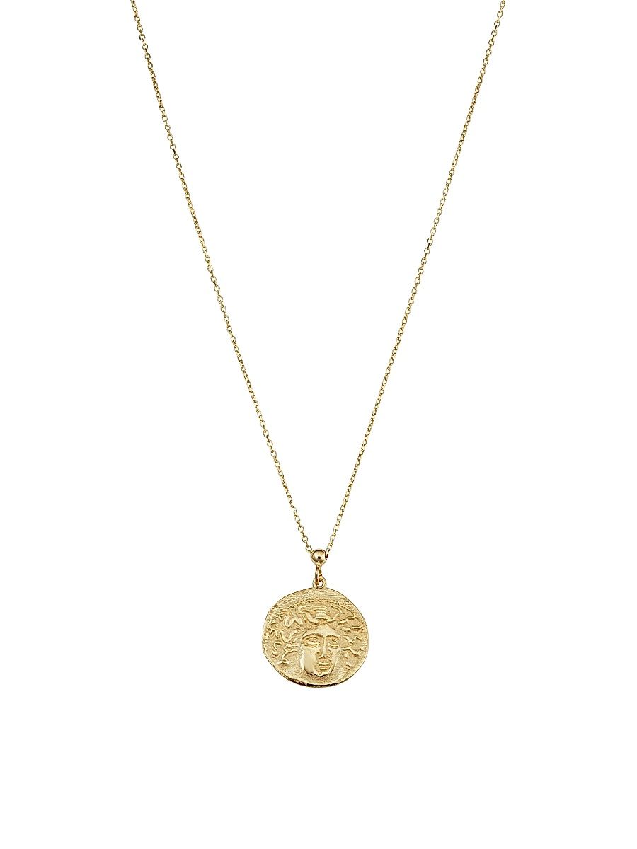 Women's 14K Yellow Gold Greek Medusa Medallion Necklace - Yellow Gold