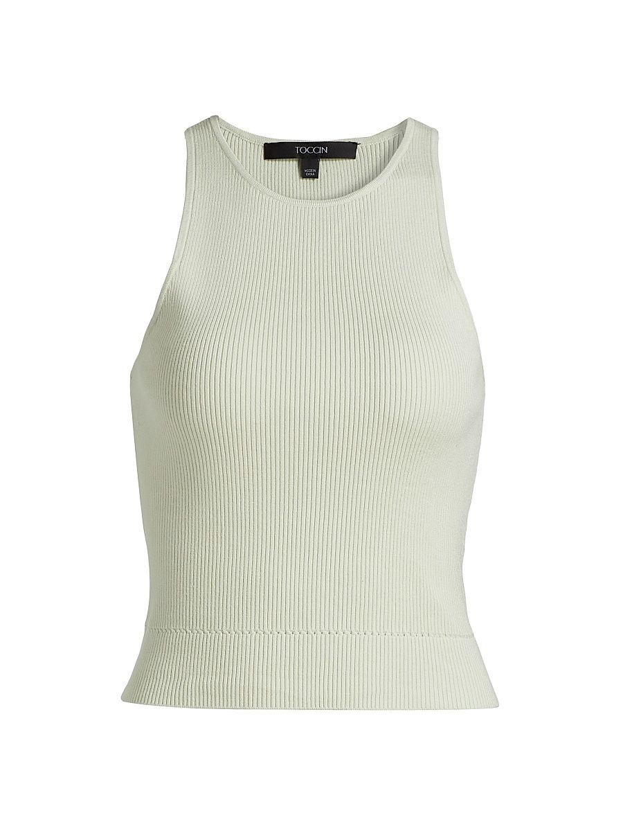 Women's Avery Rib-Knit Racerback Crop Tank - Mint - Size XL