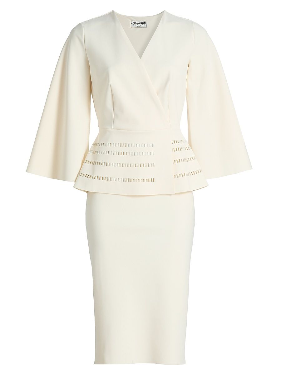 Women's Alima Wrap Peplum Midi-Dress - Cream - Size 8