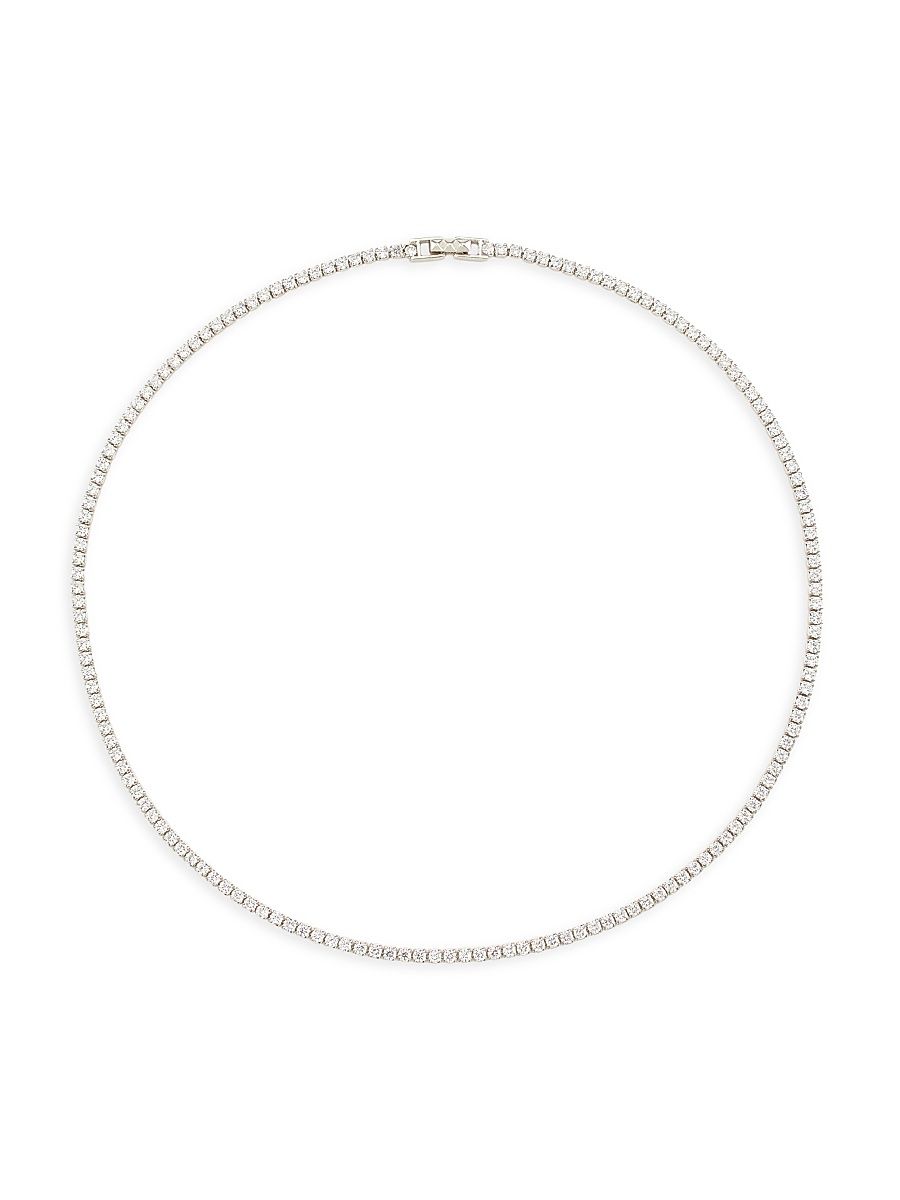 Women's Tish Rhodium-Plated & Crystal Tennis Necklace - Rhodium