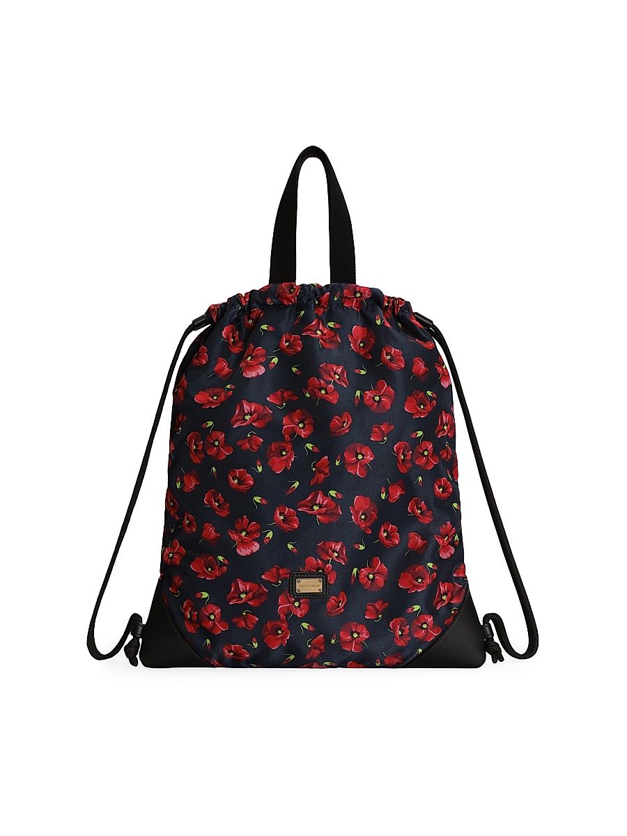 Girl's Floral Nylon Backpack - Papavero Blue