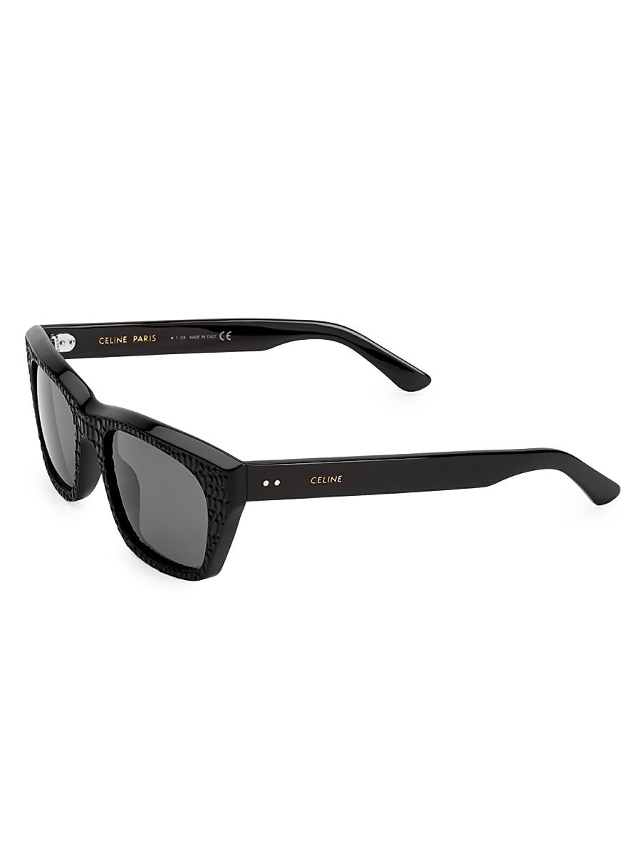 Men's 53MM Textured Square Sunglasses - Black