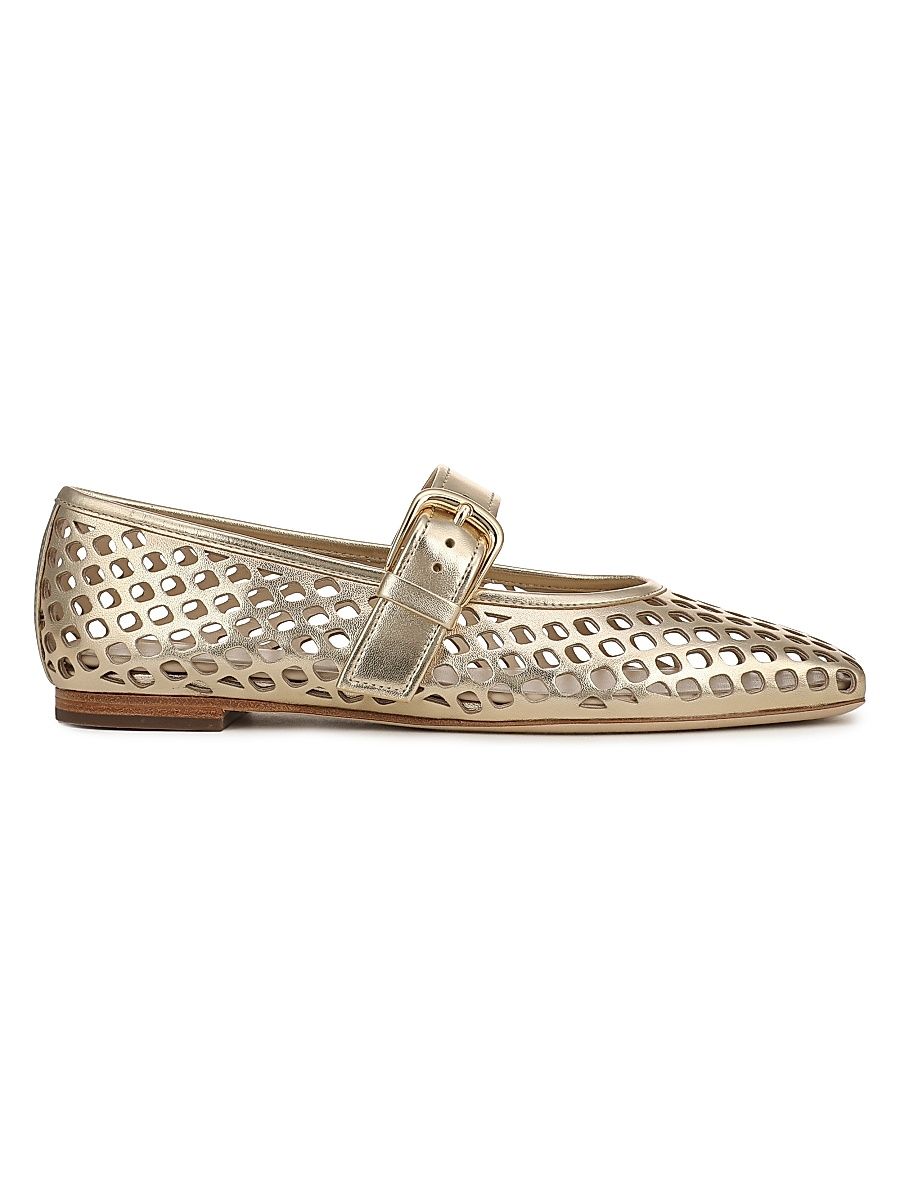 Women's Daniela Perforated Leather Mary Janes - Champagne - Size 11