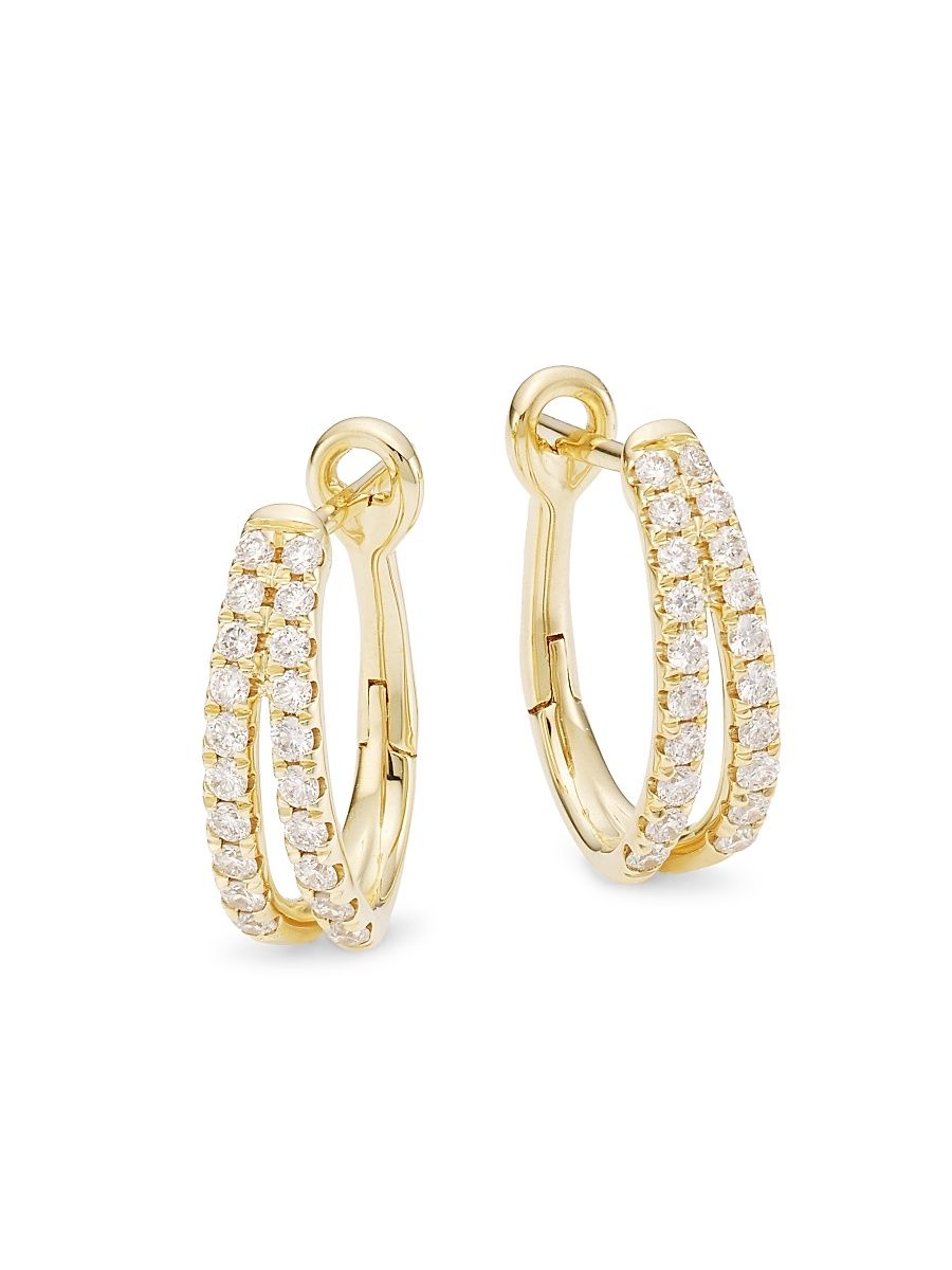 Women's 14K Gold & 0.40 TCW Diamond Oval Hoop Earrings - Yellow Gold