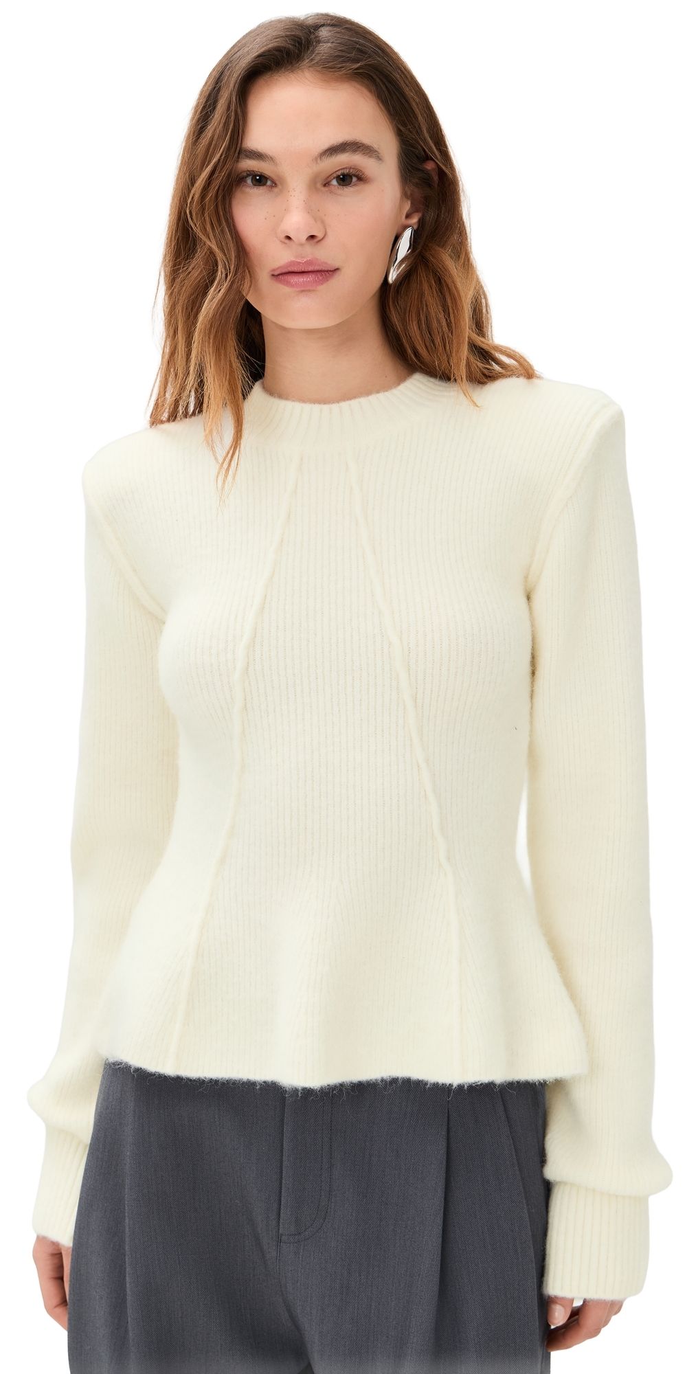 ROTATE Peplum Sweater Egret L