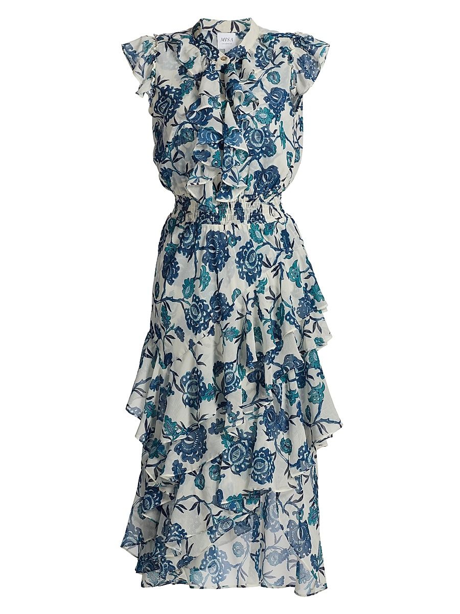 Women's Ilysa Ruffle Midi-Dress - Chiffon - Size Large