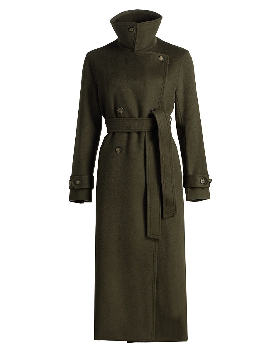 Women's Scarlett Double-Breasted Wool Coat - Khaki - Size 8