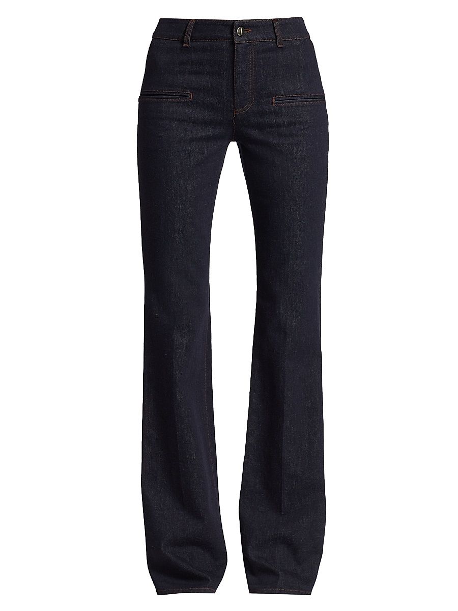 Women's Serge Flared Denim Pants - Berry Blue - Size 14