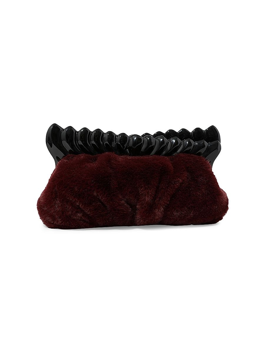 Women's The Pouf Faux-Fur Clutch - Wine