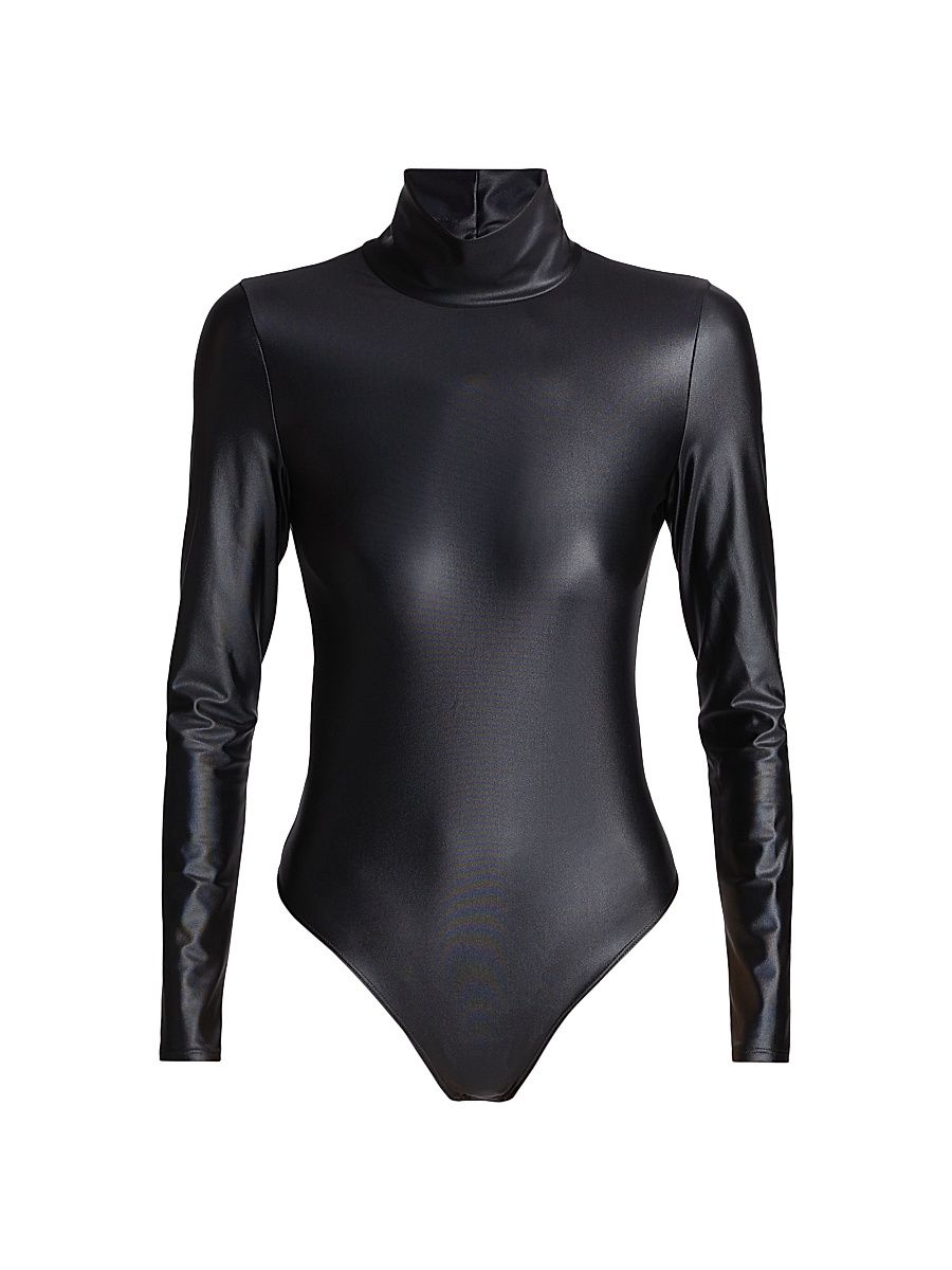 Women's Matte Metallic Turtleneck Bodysuit - Oxide - Size XL