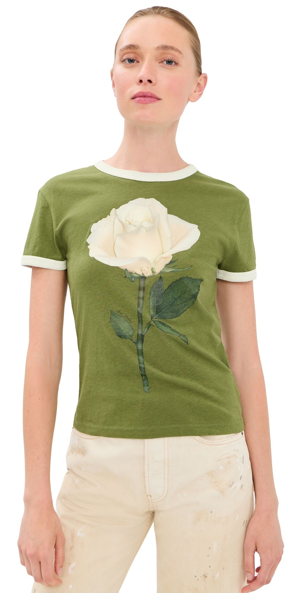 Acne Studios Rose Tee Green/White L
