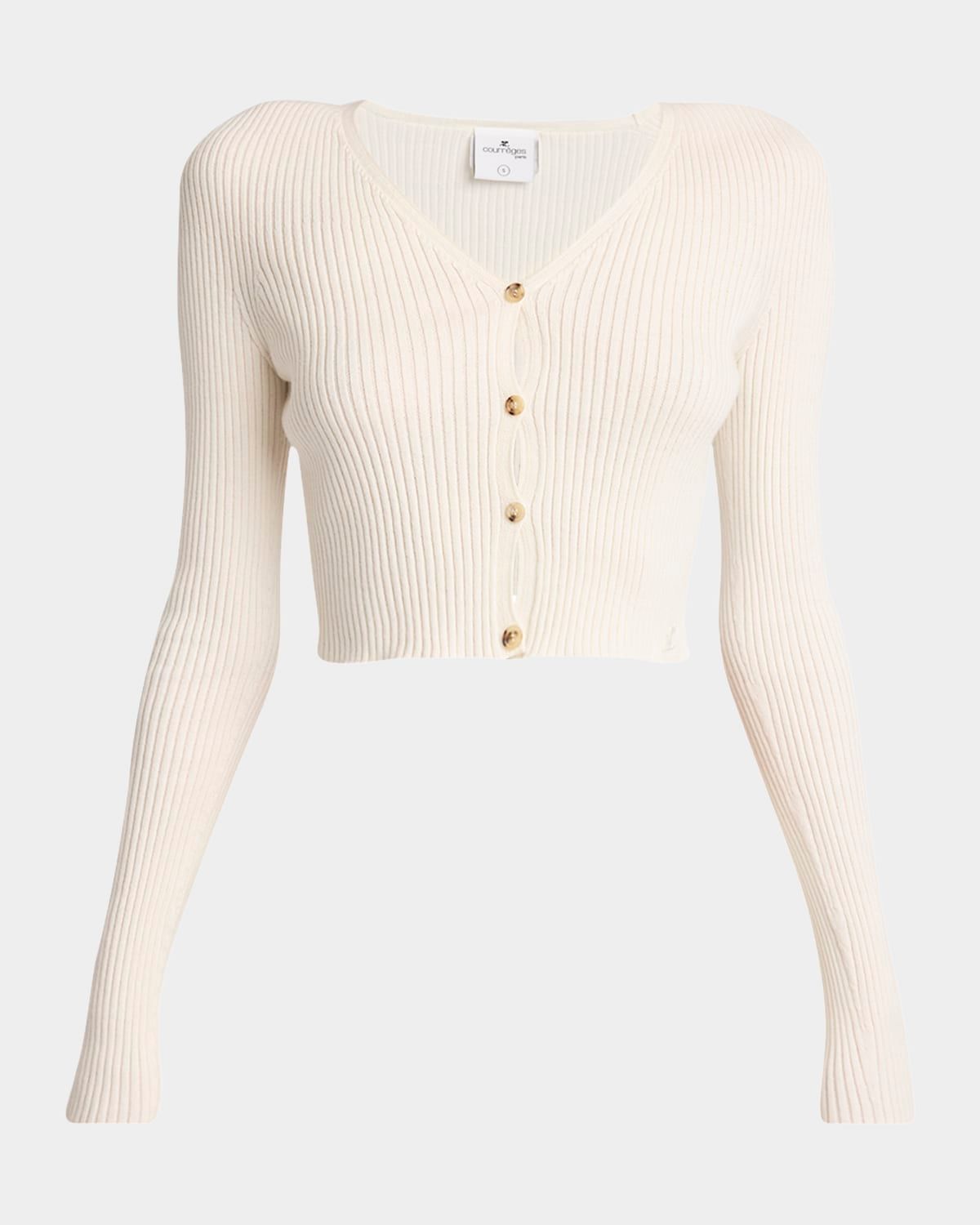 V-Neck Rib Crop Cardigan