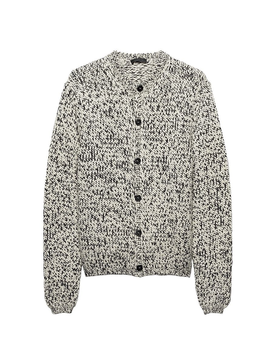 Men's Wool Cardigan - Black - Size 42