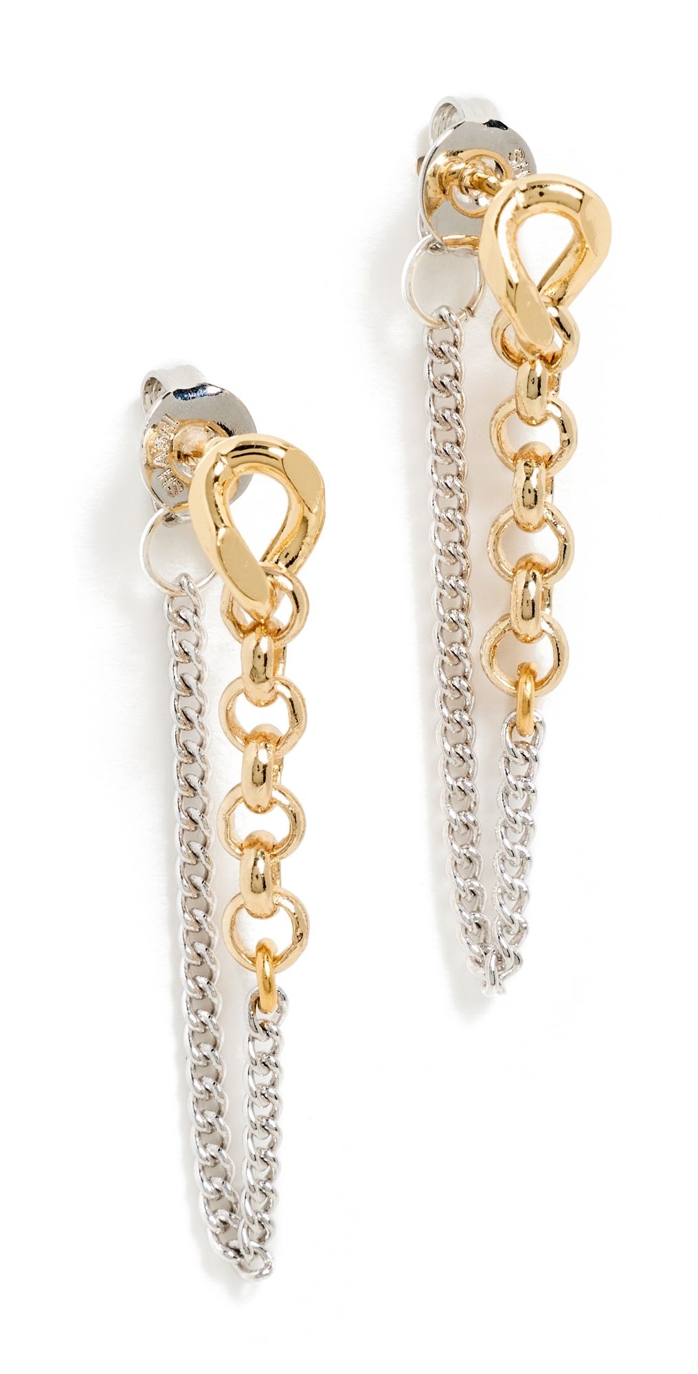SHASHI Kelly Two Tone Chain Earrings Silver/Gold One Size
