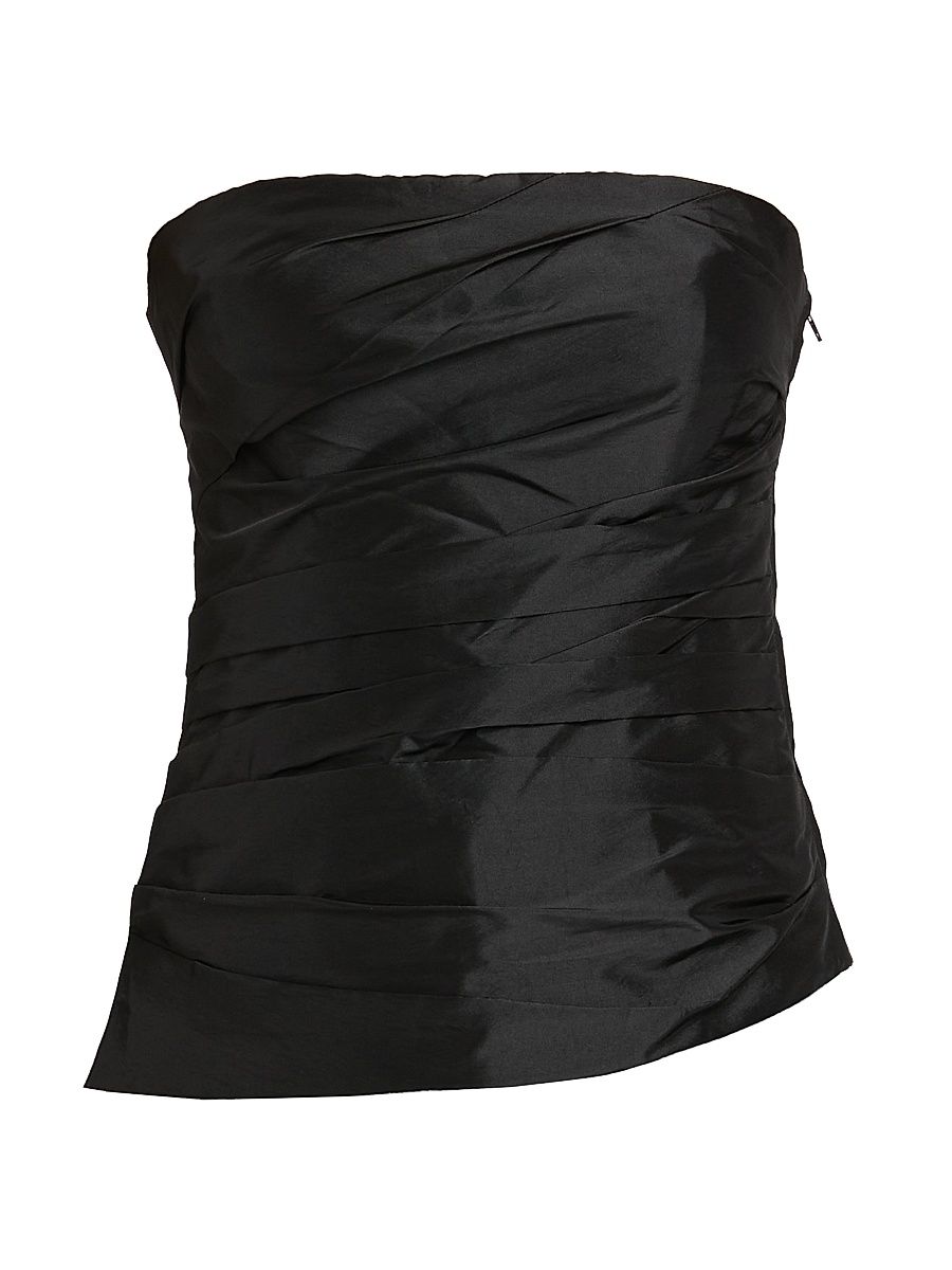 Women's Emerson Gathered Satin Bustier Top - Black - Size 4