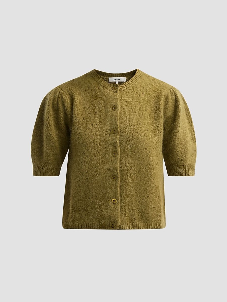 Women's The Bow Cotton-Blend Crop Cardigan - Sandcat - Size 32