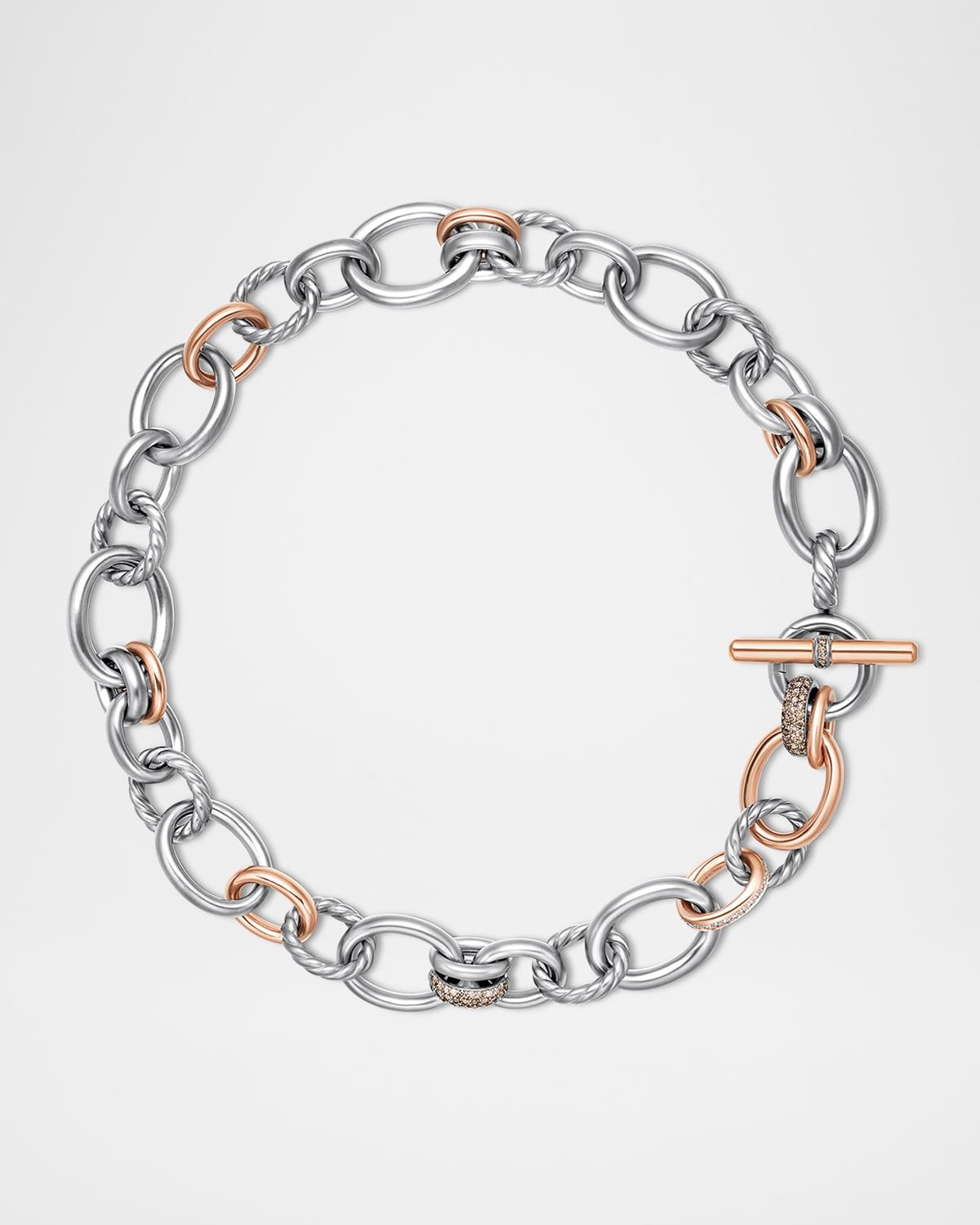 DY Mercer Necklace with Diamonds and 18K Rose Gold in Silver, 25mm, 19"L