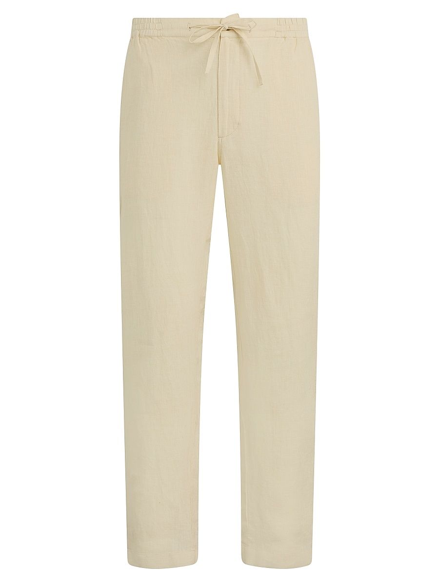 Men's Linen Drawstring Straight-Leg Pants - Summer Sand - Size Large