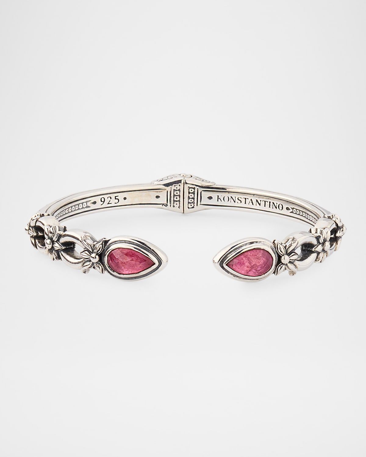 Ivy Rock Crystal, Strawberry Quartz and MOP Triplet Cuff Bracelet