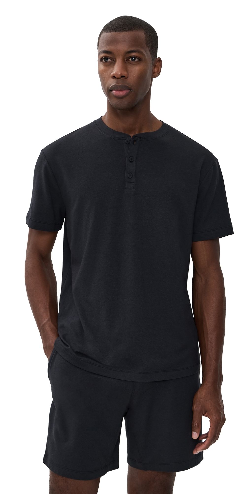 Lunya Men's Slumberknit Henley Tee Immersed Black M