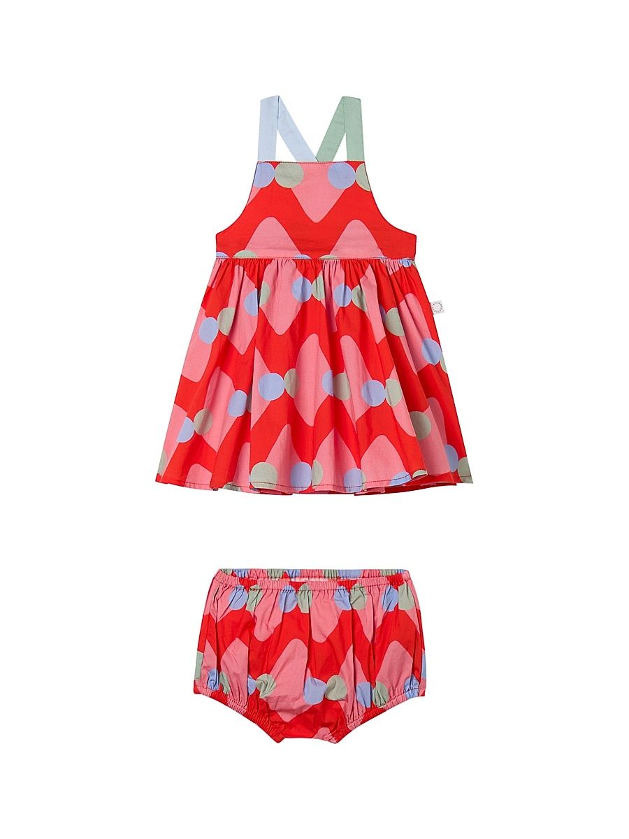 Baby Girl's & Little Girl's Geometric-Print Cotton Dress & Bloomers Set - Red - Size 3