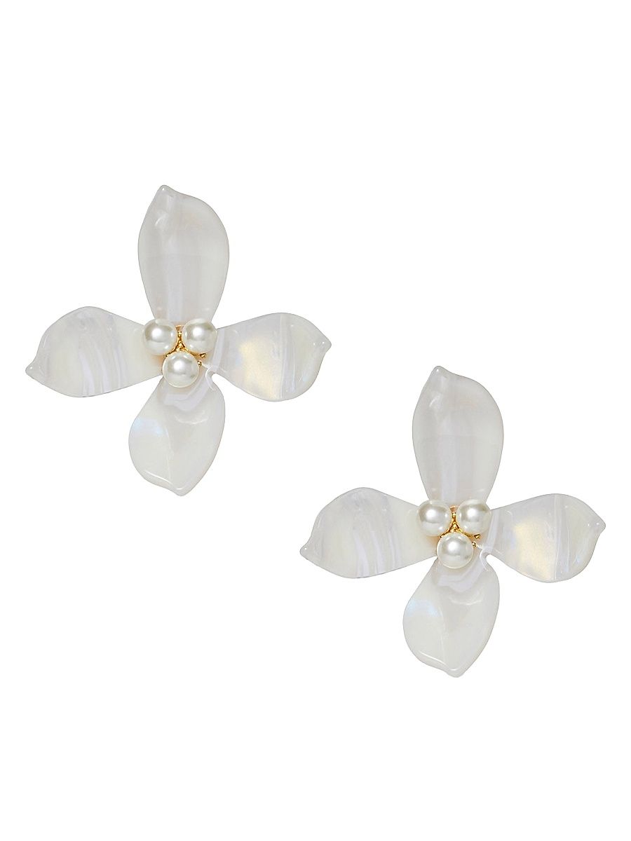 Women's Oleander 14K-Gold-Plated & Acetate Earrings - Mother Of Pearl