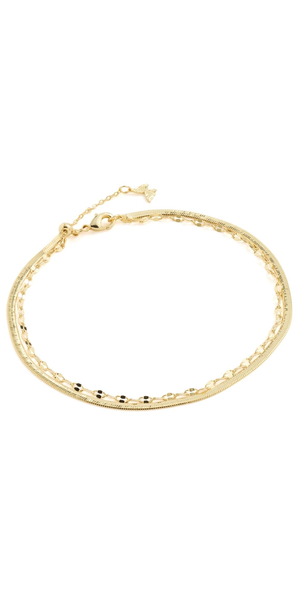 By Adina Eden Double Strand Multi Chain Anklet Gold One Size