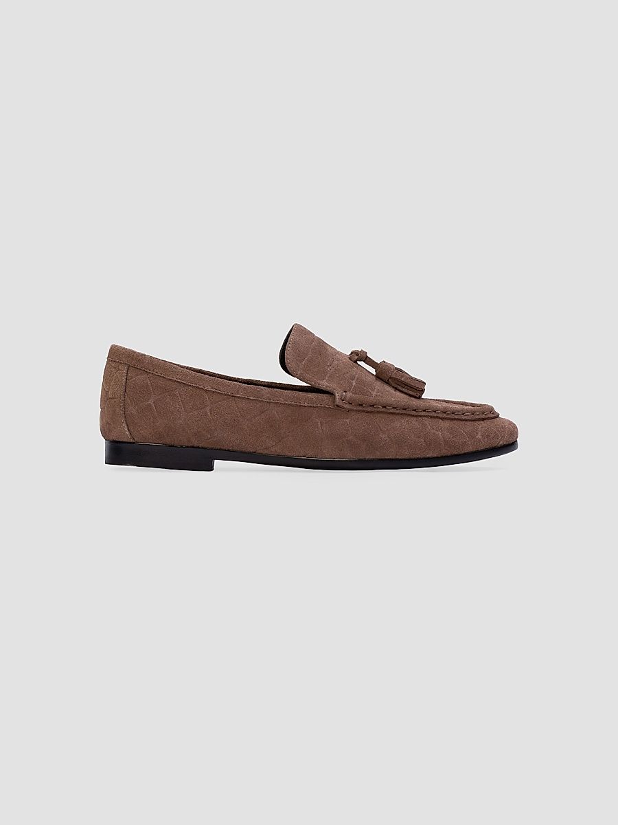 Women's Finn Croc Suede Loafers - Brown Croc Suede - Size 12