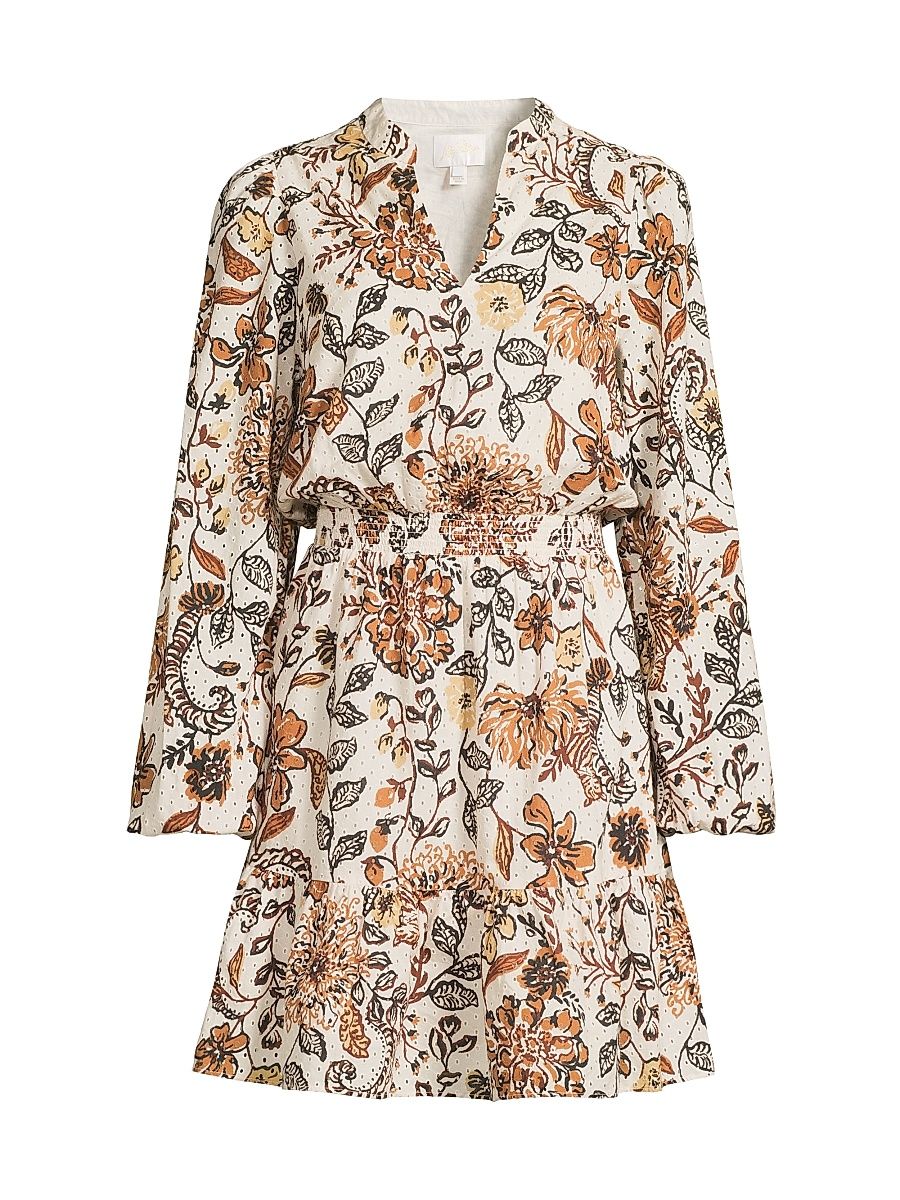 Women's Axton Floral Cotton Minidress - Coconut Take Meowt - Size 16