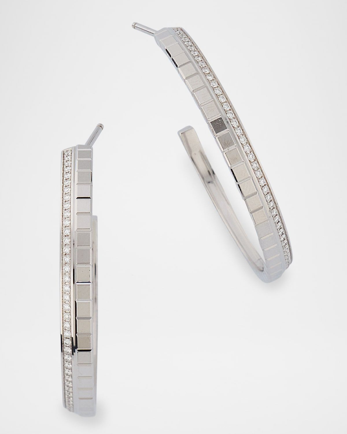 Ice Cube 18K White Gold Diamond Hoop Earrings
