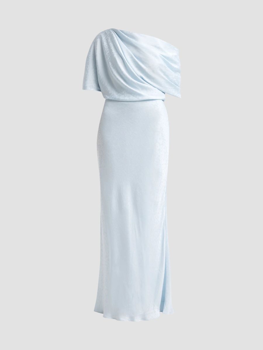 Amsale Women's Fluid Jacquard Asymmetric Slouch Gown - Ice - Size 16