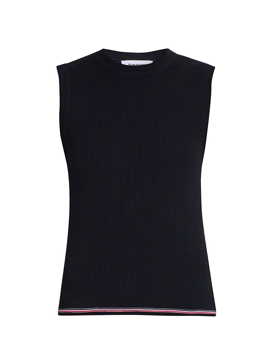 Women's RWB Stripe Wool Rib-Stitch Shell Top - Black - Size 0