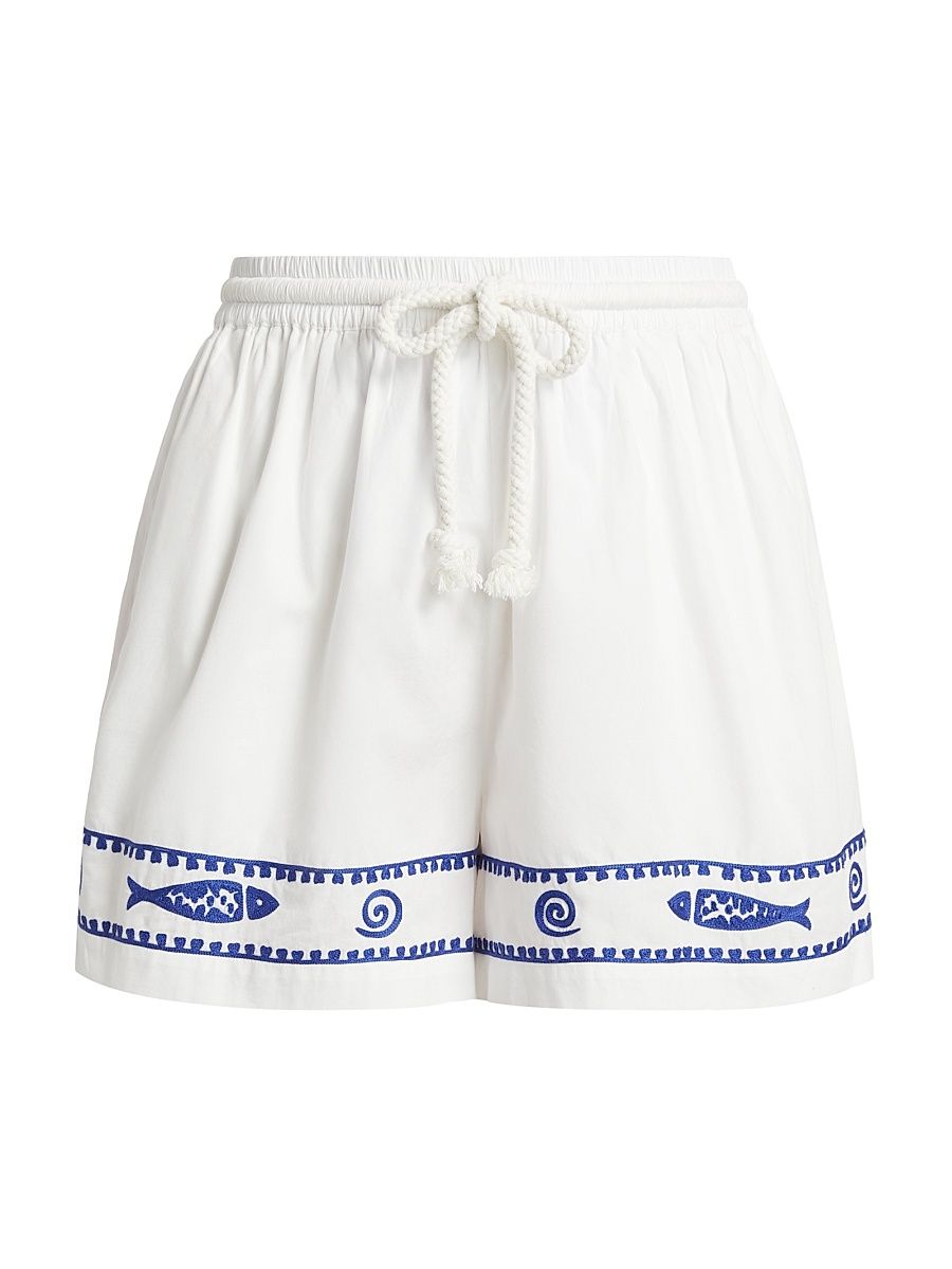 Women's Annette Embroidered Shorts - Ivory - Size 6