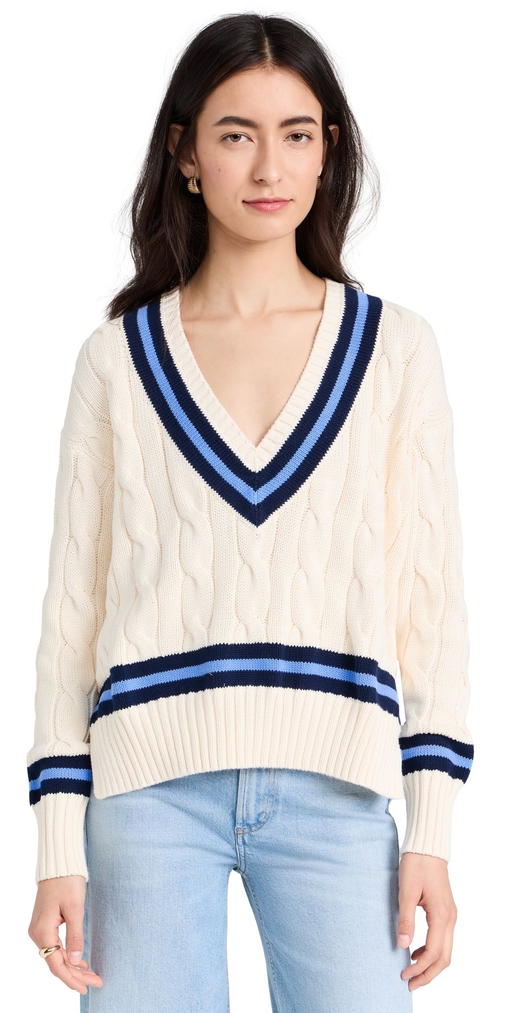 Polo Ralph Lauren Cable Knit Cotton Cricket Sweater Cream L