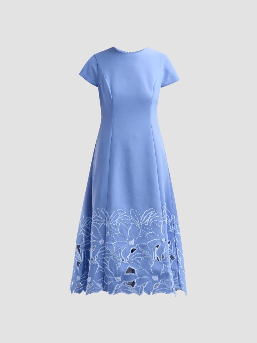 SACHIN BABI Women's Paola Embroidered-Hem Midi Dress - Nocturne Blue - Size 14