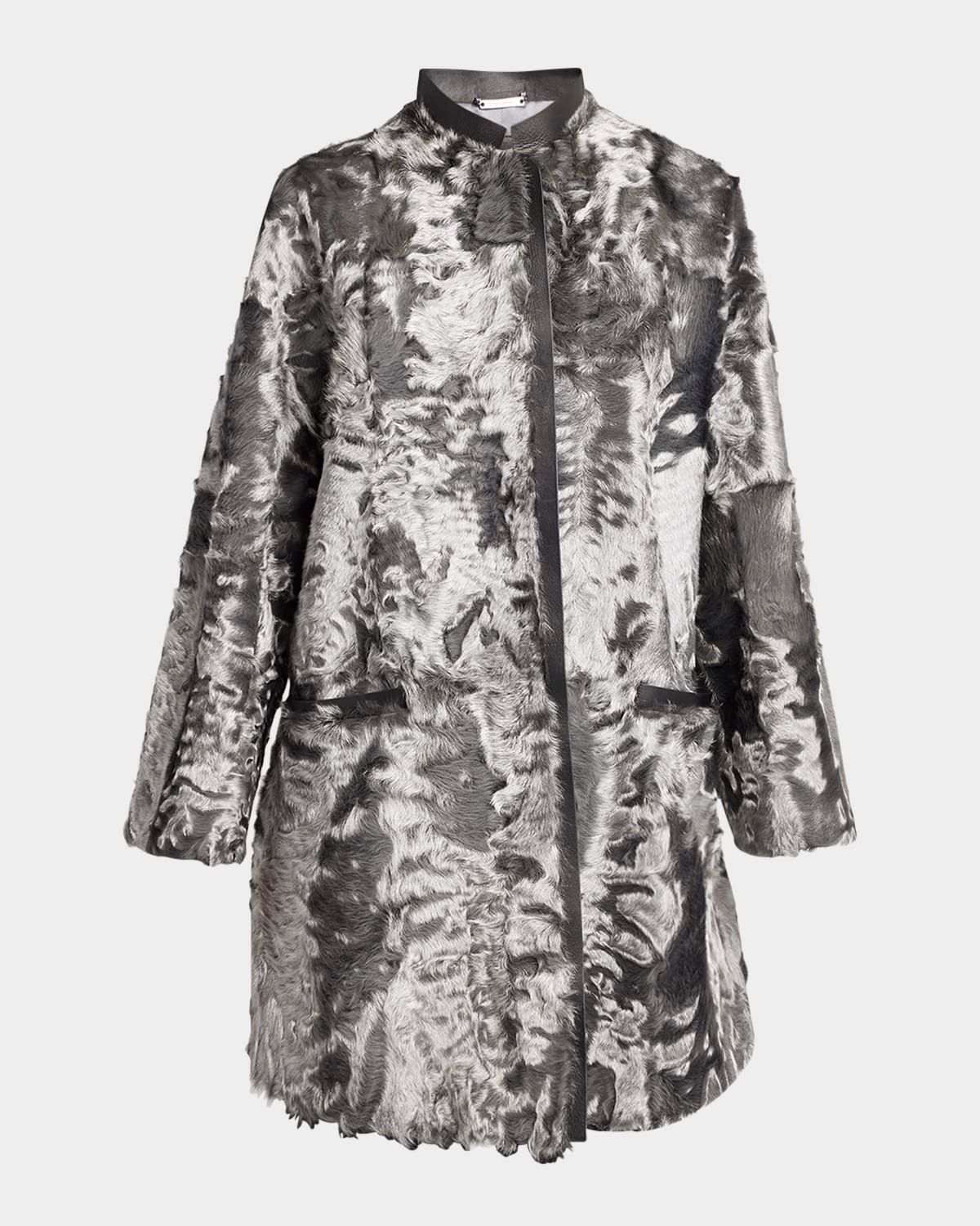 Iridescent Lamb Shearling Zip Coat