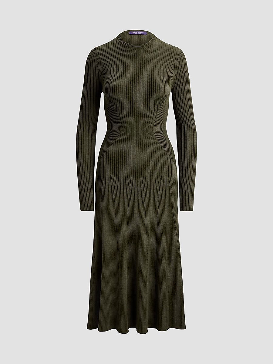 Women's Parson Rib-Knit Day Dress - Cypress - Size Large
