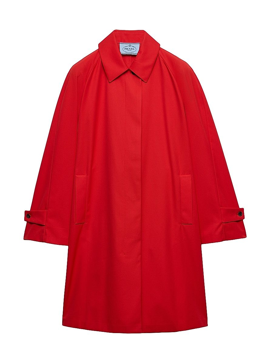 Women's Single-Breasted Gabardine Coat - Red - Size 2