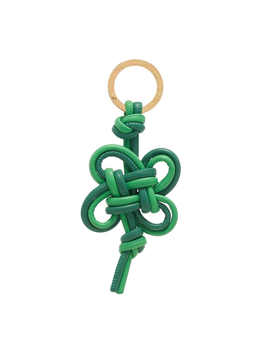 Women's Four Leaf Clover Nappa Leather Charm - Racing Green