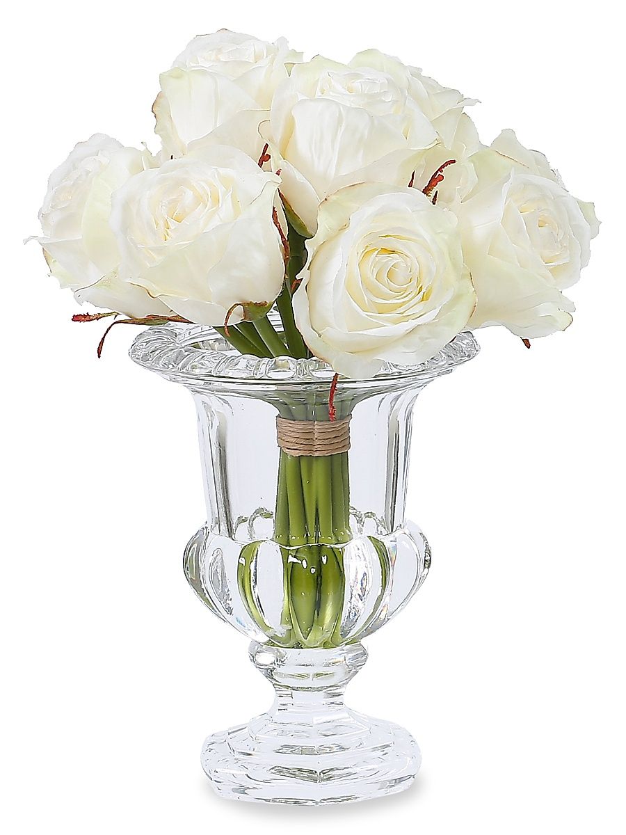 Everyday Floral Imitation Rose in Crystal Glass Vase