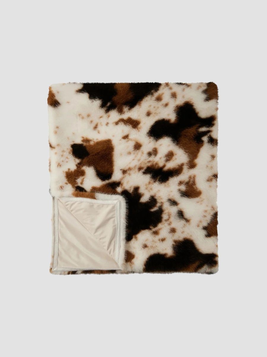 Gorski Cow-Print Faux-Fur Throw Blanket - Cow Spot