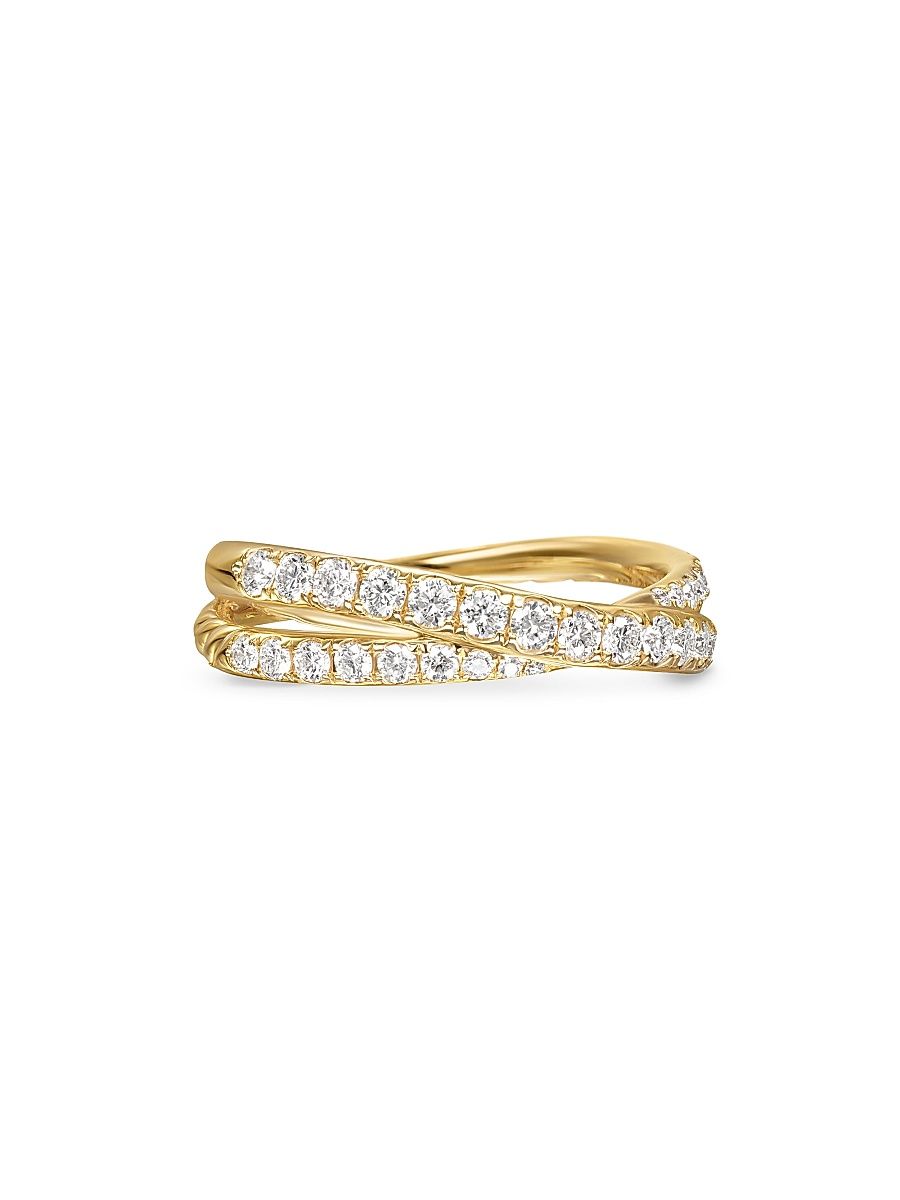 Women's Pavé Crossover Ring in 18K Yellow Gold - Diamond - Size 6.5